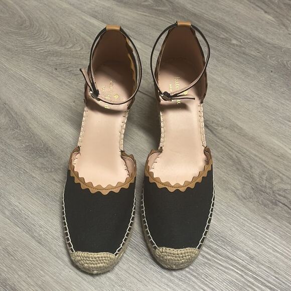 Kate Spade Thea‎ wedges Black Canvas NEW - Picture 4 of 9